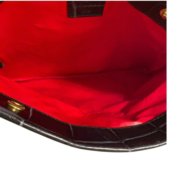 Dooney & Bourke Dennison Croc-Embossed Flap Clutch / Shoulder Bag (Dark Navy) - Picture 6 of 10